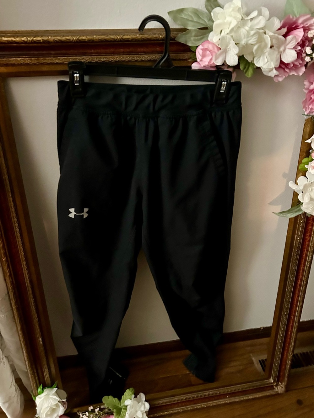 Under Armour Black Joggers with Reflective piping and details on back ankle